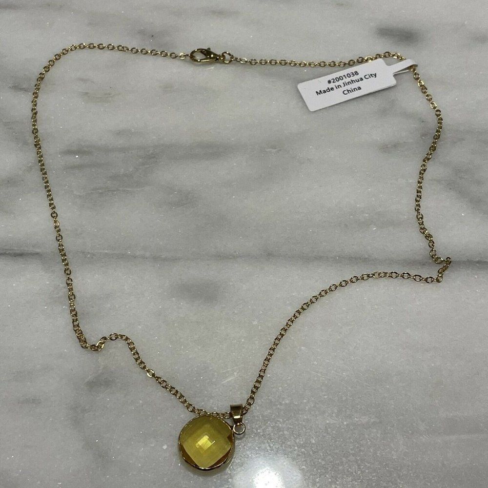 NWT Amber & Dusk Gem necklace lyra Selene yellow